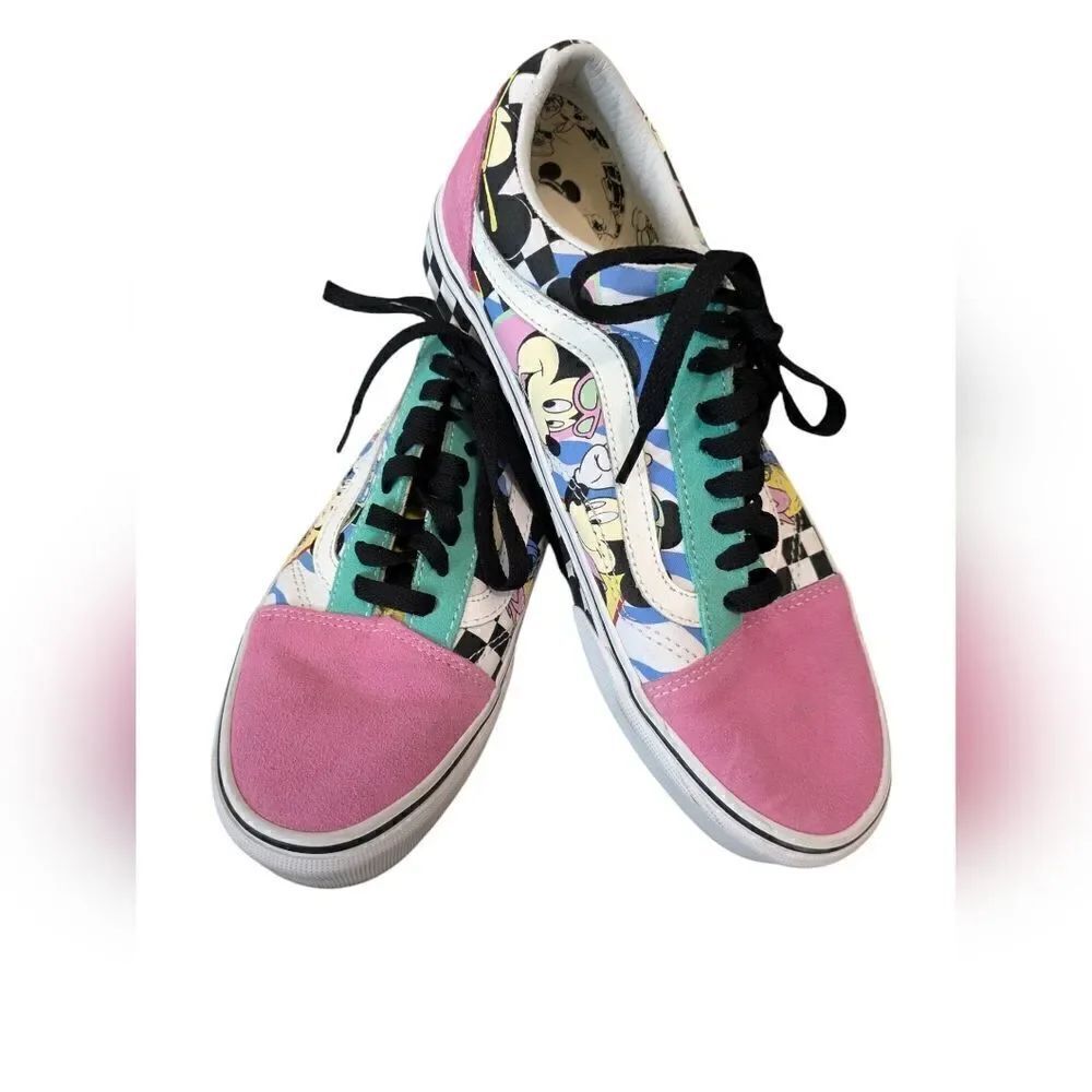 Vans x Disney Old Skool 80s Mickey Pink Teal Checkerboard size 7